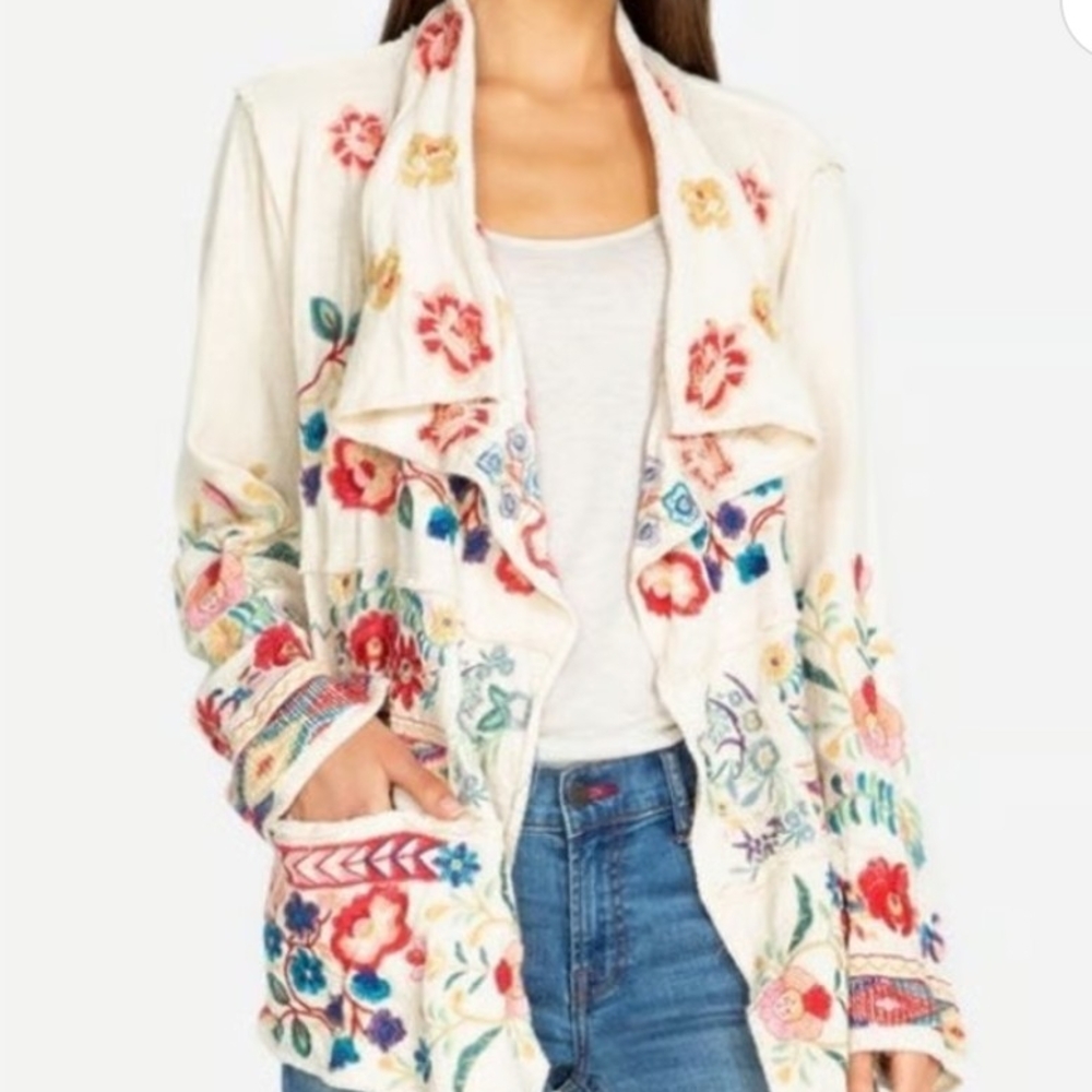 Johnny Was Krisly Embroidered Floral Women's Wrap Jacket - Picture 2 of 7
